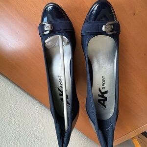 Anne Klein Navy Flats with Metallic Accent
